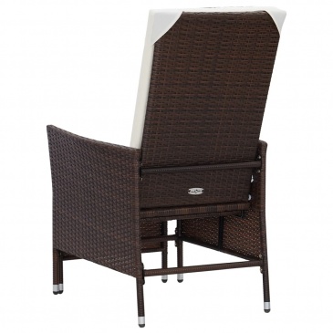 Rozkładane krzesło ogrodowe z poduszkami, brązowy polirattan