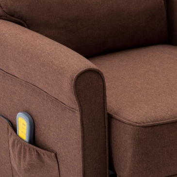 Fotel do masażu brązowy rozkładany tkanina