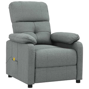 Rozkładany fotel masujący, ciemnoszary, obity tkaniną
