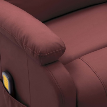 Rozkładany fotel masujący, winna czerwień, sztuczna skóra