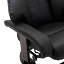 Fotel telewizyjny z podnóżkiem czarny sztuczna skóra
