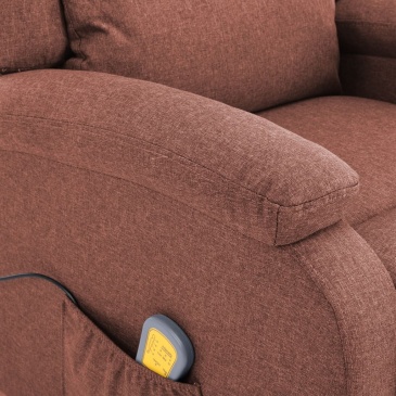 Rozkładany masujący fotel elektryczny, brązowy, tkanina