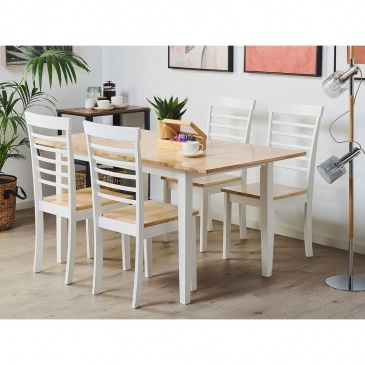 Rozkładany stół do jadalni 120/150 x 80 cm jasne drewno z białym HOUSTON