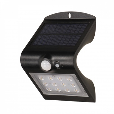 SILOE LED 1,5W, lampa solarna z czujnikiem ruchu 120st, 190lm, IP65, 4000K, 1200mAh, podwójne źródło