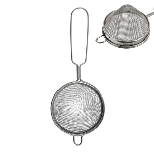 Sitko kuchenne podwójne stalowe zaparzacz do zaparzania parzenia herbaty ziół z uchwytem 7 cm