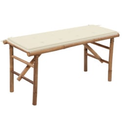 Składana ławka ogrodowa z poduszką, 118 cm, bambusowa Składana ławka ogrodowa z poduszką, 118 cm, bambusowa