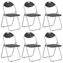 Składane krzesła jadalniane, 6 szt., czarne, sztuczna skóra