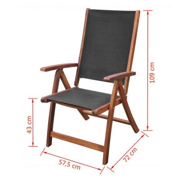 Składane krzesła ogrodowe, 2 szt., drewno akacjowe i textilene