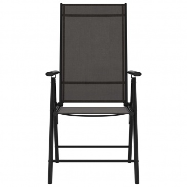 Składane krzesła ogrodowe, 8 szt., tkanina textilene, czarne