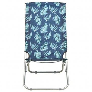 Składane krzesła plażowe, 2 szt., wzór w liście, obite tkaniną