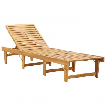 Składany leżak z poduszką, lite drewno akacjowe