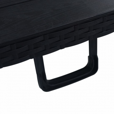 Składany stolik, czarny 180x75x72 cm, HDPE, imitacja rattanu