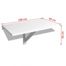 Składany stolik na ścianę, biały, 100 x 60 cm