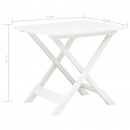 Składany stolik ogrodowy, biały, 79x72x70 cm, plastik