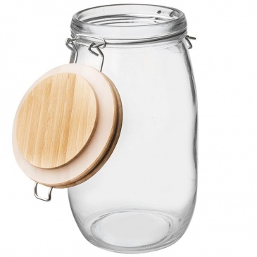 Słoik, pojemnik szklany patentowy z klipsem, 2,3 l, pokrywka bambusowa