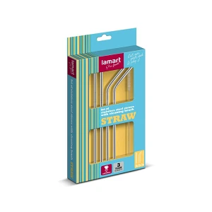 Słomki metalowe srebrne 4szt. Straw Lamart