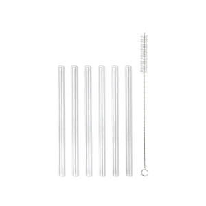 Słomki szklane transparent 15cm zestaw 6 sztuk ze szczoteczką 26582