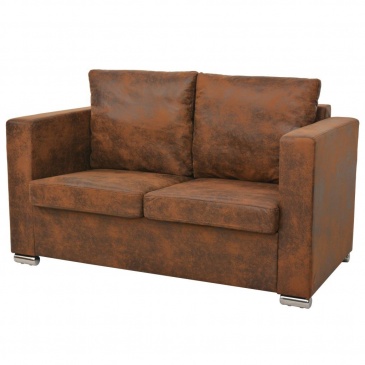 Sofa 2-osobowa, 137 x 73 x 82 cm, sztuczny zamsz