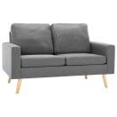 Sofa 2-osobowa, jasnoszara, tapicerowana tkaniną - zdjęcie 2