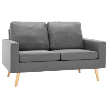 Sofa 2-osobowa, jasnoszara, tapicerowana tkaniną - zdjęcie 2