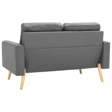 Sofa 2-osobowa, jasnoszara, tapicerowana tkaniną - zdjęcie 5