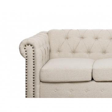 Sofa 3-osobowa proste nogi beżowa CHESTERFIELD