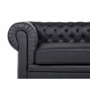 Sofa 3-osobowa skórzana czarna CHESTERFIELD