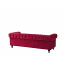 Sofa 3-osobowa welurowa czerwona CHESTERFIELD