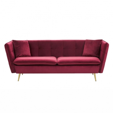 Sofa 3-osobowa welurowa czerwona FREDERICA
