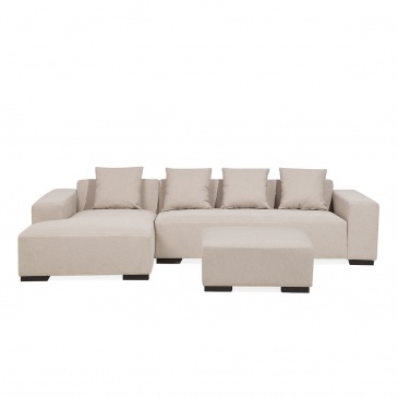 Sofa beżowa - sofa narożna R - tapicerowana - LUNGO