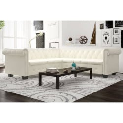 Sofa Chesterfield pięcioosobowa biała, sztuczna skóra Sofa Chesterfield pięcioosobowa biała, sztuczna skóra