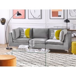 Sofa modułowa 3-osobowa welurowa szara EVJA