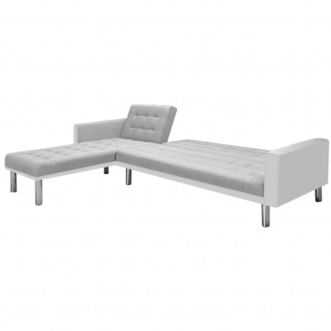 Sofa narożna z tkaniny, 218 x 155 x 69 cm, biało-szara