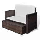 Sofa ogrodowa, rattan PE, brązowa