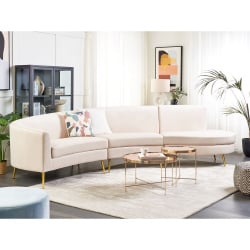 Sofa półokrągła moss welur jasnobeżowy dla 4 osób