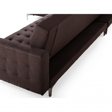 Sofa prawostronna ciemnobrązowa tapicerowana rozkładana Febbraio