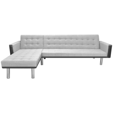 Sofa rogowa z tkaniny, 218x155x69 cm szaro-czarna