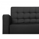 Sofa rozkładana skóra ekologiczna czarna lewostronna z otomaną ABERDEEN