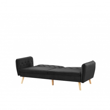 Sofa rozkładana welurowa czarna BARDU