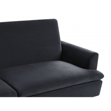 Sofa rozkładana welurowa czarna VETTRE
