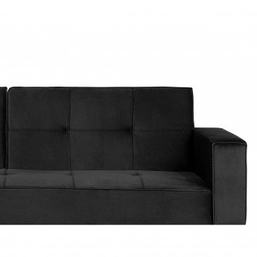 Sofa rozkładana welurowa czarna VISNES