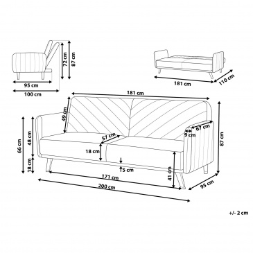 Sofa rozkładana welurowa żółta SENJA