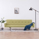 Sofa rozkładana z podłokietnikami zielona poliester
