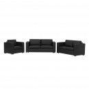 Sofa skórzana czarna 2 x sofy, 1 x fotel Gabriele