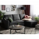 Sofa tapicerowana czarna lewostronna NESNA