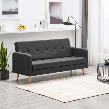 Sofa tapicerowana materiałem ciemnoszara
