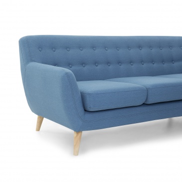 Sofa trzyosobowa tapicerowana niebieska Taciturno