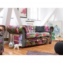 Sofa trzyosobowa tapicerowana patchwork fioletowa Vento