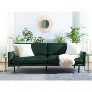Sofa trzyosobowa welur zielona VINTERBRO
