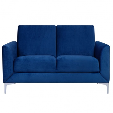 Sofa welurowa 2-osobowa niebieska FENES